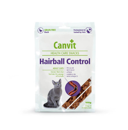 Canvit Hairball Control Ласощі для виведення шерсті зі шлунку котів 100 г