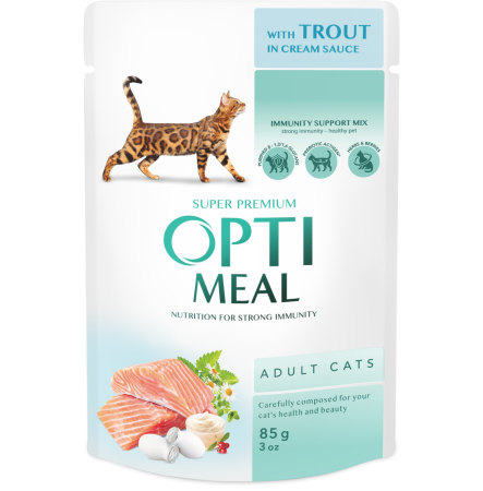 Optimeal Adult Cats Trout in cream sauce 85 г