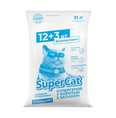 SuperCat Наповнювач деревний Стандарт 15 кг