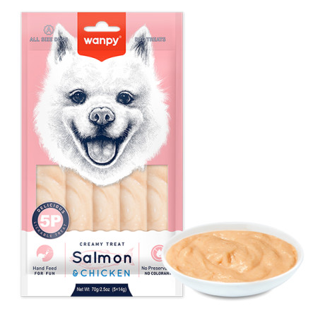 Wanpy Creamy Lickable Treat Salmon&Chicken Кремові ласощі лосось та курка для собак
