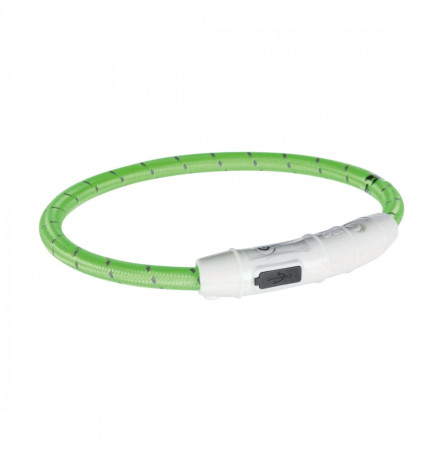 Нашийник для собак Trixie "Flash Light Ring USB", зелений, XS-S, 35 см / 7 мм