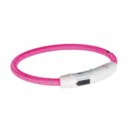 Нашийник для собак Trixie "Flash Light Ring USB", рожевий, L-XL, 65 см / 7 мм