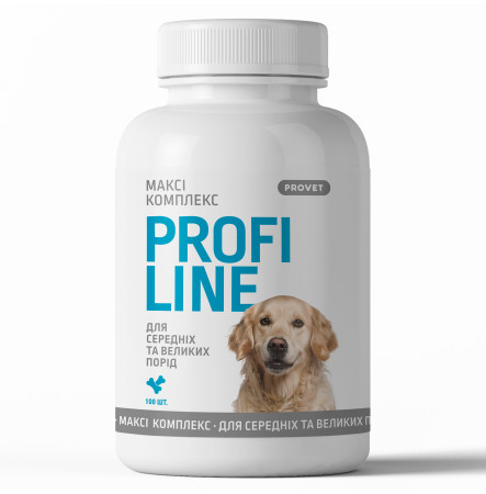 ProVET Profiline Вітаміни для собак Максі Комплекс для середніх та великих порід 100 таблеток