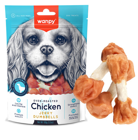 Wanpy Chicken Jerky Dumbbells Кістка гантель з куркою для собак 100 г