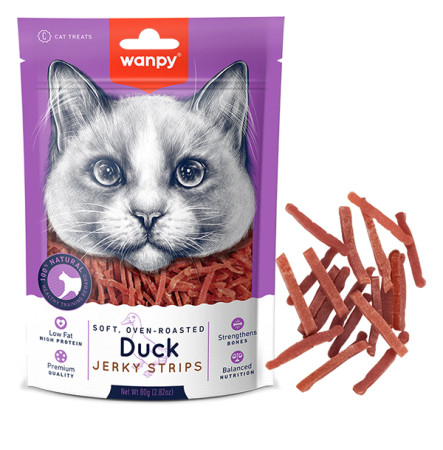 Wanpy Soft Duck Jerky Strips Смужки м'якого качиного філе для котів 80 г