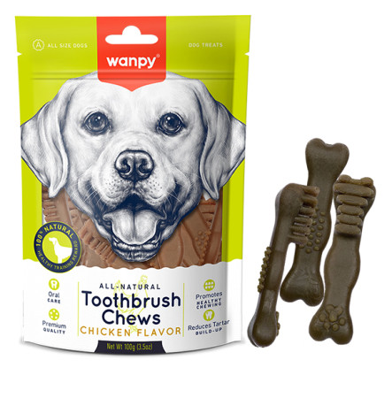 Wanpy Toothbrush Chews Chicken Зубна щітка з куркою для собак 100 г