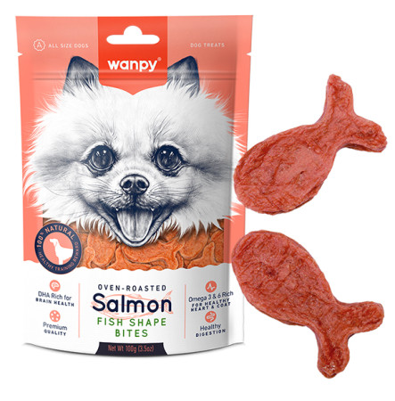 Wanpy Salmon Fish Shape Bites Рибки з лососем і куркою для собак 100 г