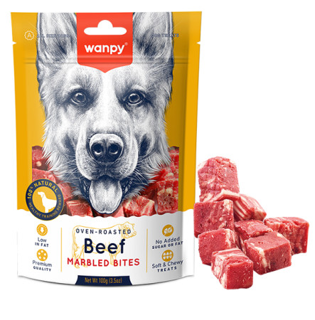 Wanpy Marbled Beef Bites Кубики мармурової яловичини для собак 100 г