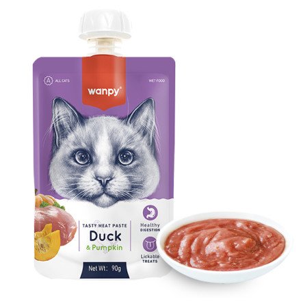 Wanpy Duck & Pumkin Ласощі крем-пюре з качкою та гарбузом для котів 90 г