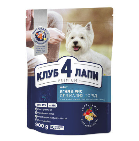 Клуб 4 Лапы Adult Small Breeds Lamb & Rice 900 г