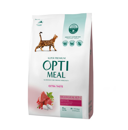 Optimeal Adult Cats high in veal 4 кг