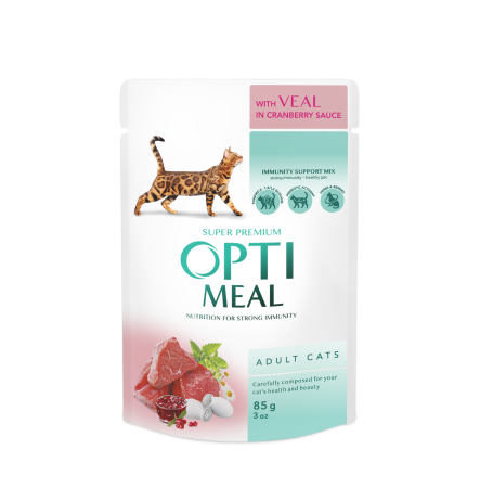 Optimeal Adult Cats Veal in cranberry sauce 85 г