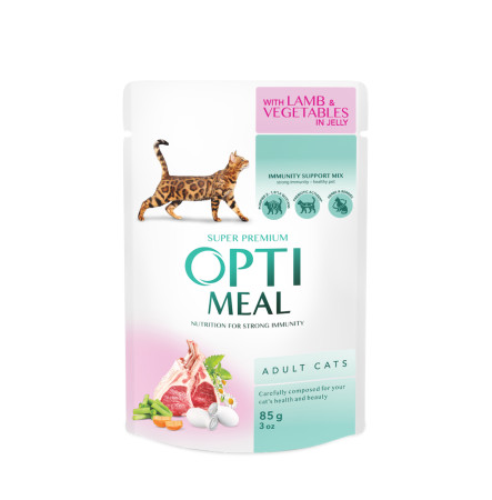 Optimeal Adult Cats Lamb and vegetables in jelly 85 г
