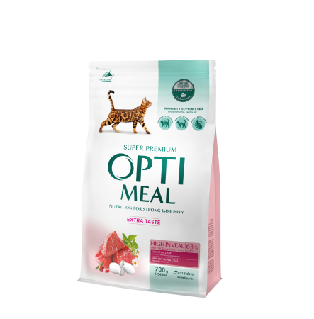 Optimeal Adult Cats high in veal 700 г