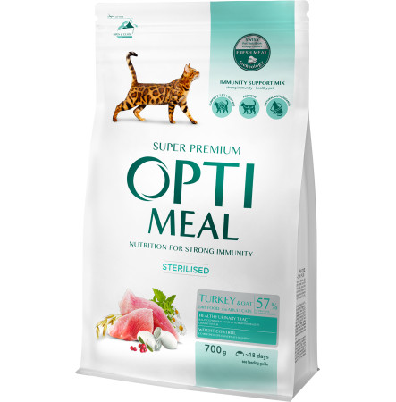 Optimeal Sterilised cat Turkey and oat 700 г