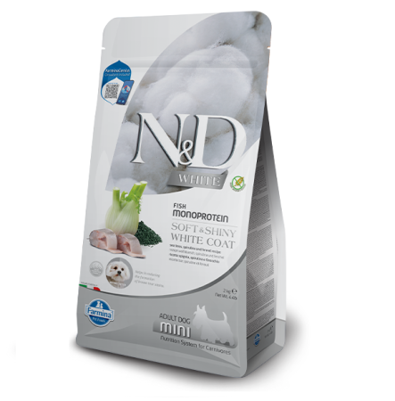 Farmina N&D White Dog Adult Mini Seabass, spirulina and fennel recipe 2 кг