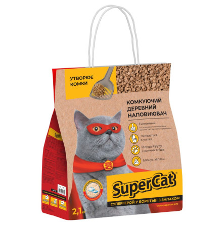 SuperCat Наповнювач деревний комкуючий 2,1 кг