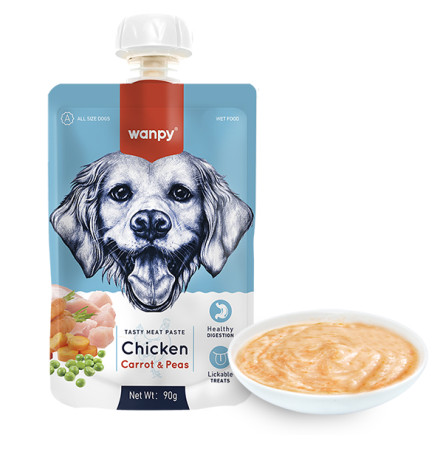 Wanpy Chicken Carrot & Pea Ласощі крем-суп з куркою та морквою для собак 90 г