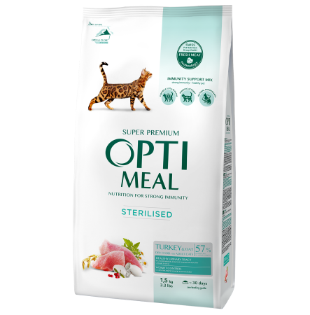 Optimeal Sterilised cat Turkey and oat 1,5 кг