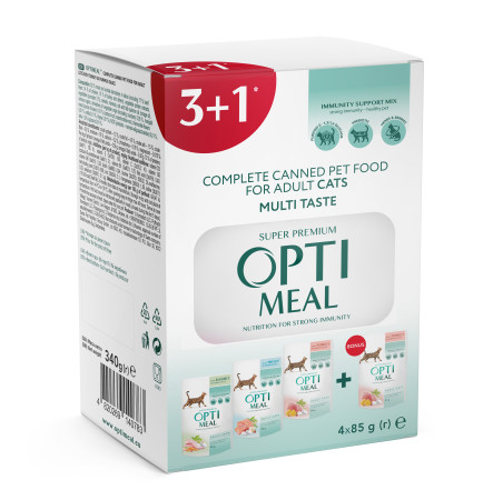 Optimeal Adult Cats Multi Taste 3+1 85 г