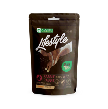 Nature's Protection Lifestyle Dog Snacks Rabbit Ears With Rabbit 75 г
