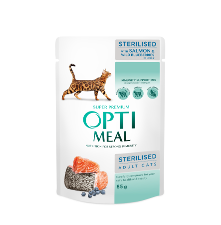Optimeal Sterilized Cats Salmon and wild blueberries in jelly 85 г
