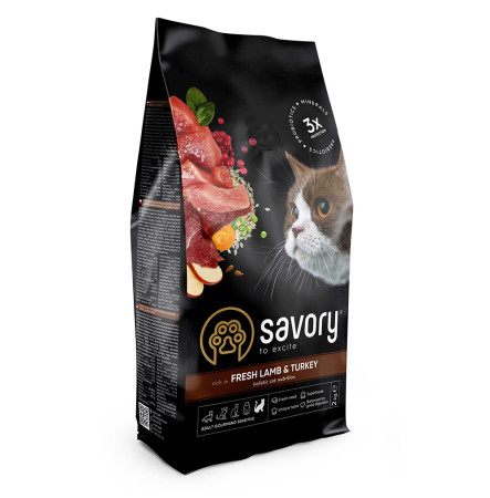 Savory Adult Cat Sensitive Digestion Fresh Lamb & Turkey 400 г