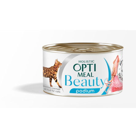 Optimeal Cats Beauty Podium Tuna in sauce with squid ring 70 г