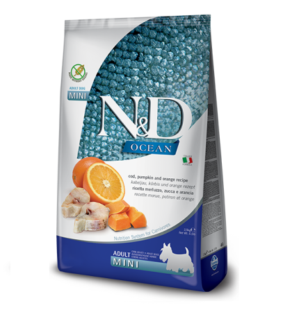 Farmina N&D Ocean Dog Adult Mini Cod, Pumpkin & Orange 2,5 кг