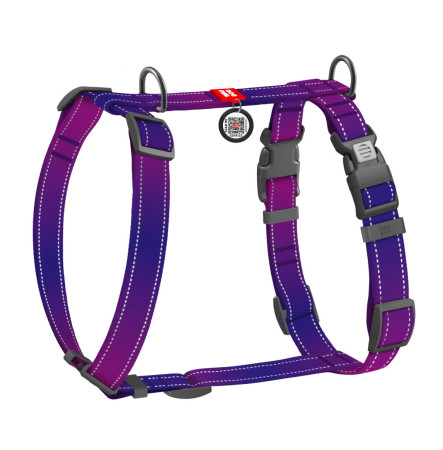 Шлея для собак анатомическая WAUDOG Nylon Mono с QR паспортом, S, 15 мм, фиолетовая