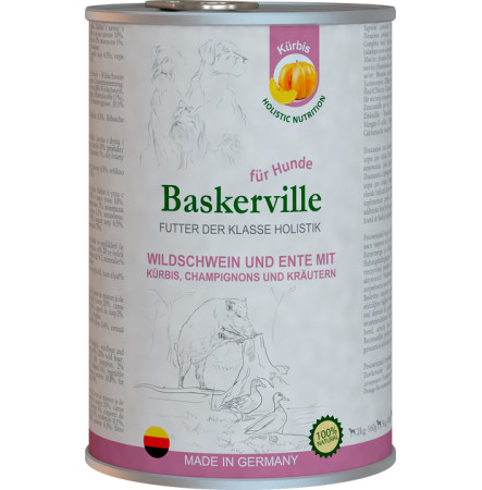 Baskerville Holistic Кабан та качка з гарбузом та зеленню для собак 400 г