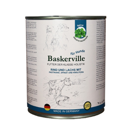 Baskerville Holistic Яловичина та лосось з пастернаком шпинатом та зеленню для собак 800 г