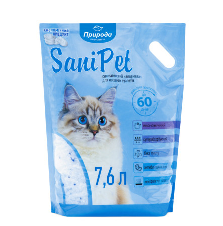 Природа Sani Pet Силікагелевий наповнювач для котячого туалету 7,6 л