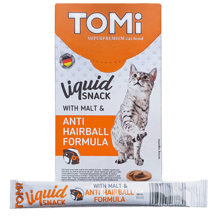 TOMi Liquid Snack Malt & Hairball Рідкі ласощі виведення шерсті з солодом для котів 15 г