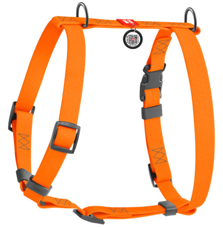Шлея для собак WAUDOG Waterproof з QR паспортом, помаранчева, S, 15 мм