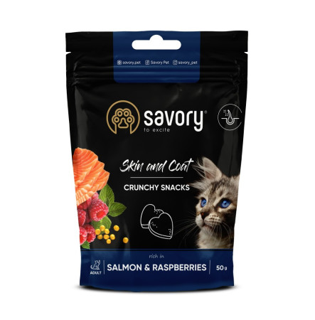 Savory Crunchy Snacks Skin and Coat, Salmon & Raspberries 50 г