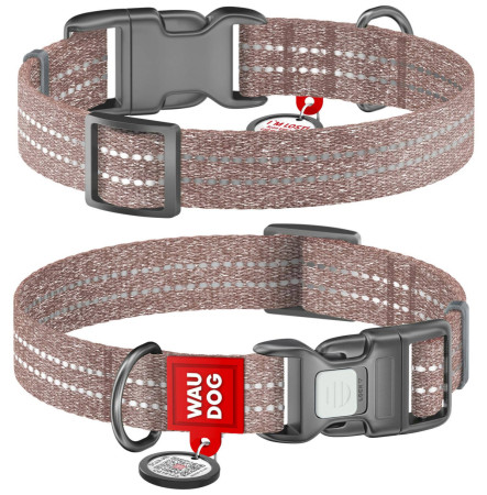 Нашийник для собак WAUDOG Re-cotton з QR паспортом, коричневий, M, 28-40 см, 20 мм