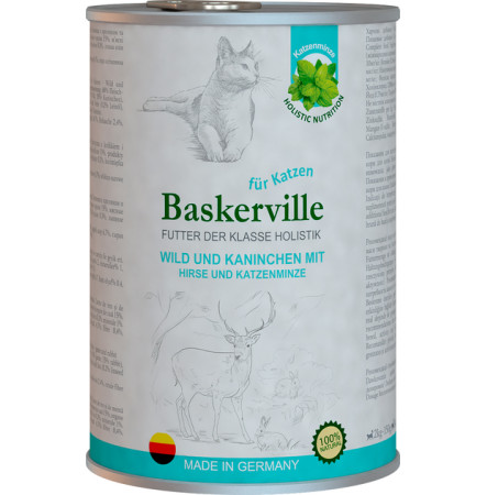 Baskerville Holistic Оленина з кроликом та котячою м'ятою для котів 400 г
