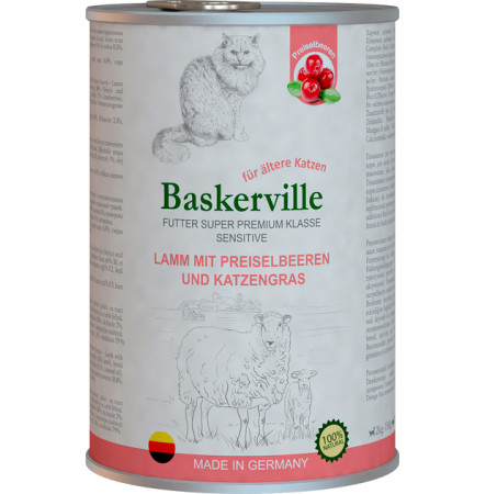 Baskerville Sensitive Ягня з журавлиною та котячою травою для котів 400 г