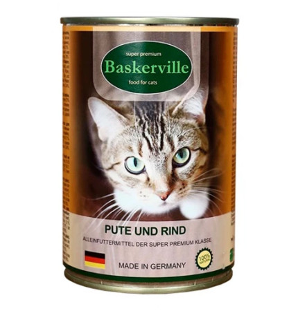 Baskerville Індичка з яловичиною для котів 400 г