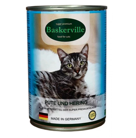 Baskerville М'ясо індички з рибою для котів 400 г