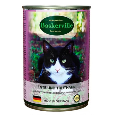 Baskerville Качка з індичкою для котів 400 г