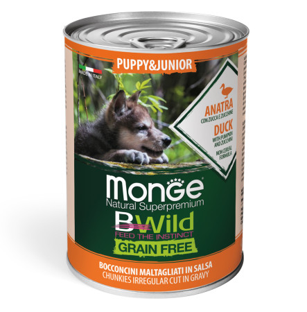 Monge Puppy & Junior Bwild Grain Free Wet Duck with Pumpkin and Zucchini 400 г
