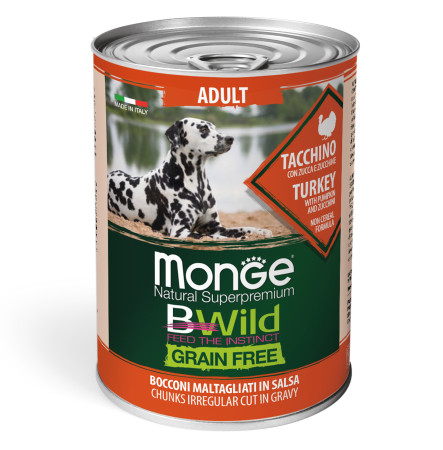Monge Adult Dog Bwild Grain Free Wet Turkey with Pumpkin and Zucchini 400 г