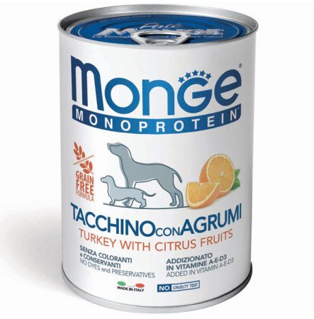 Monge Monoprotein Dog Turkey and citrus fruits 400 г