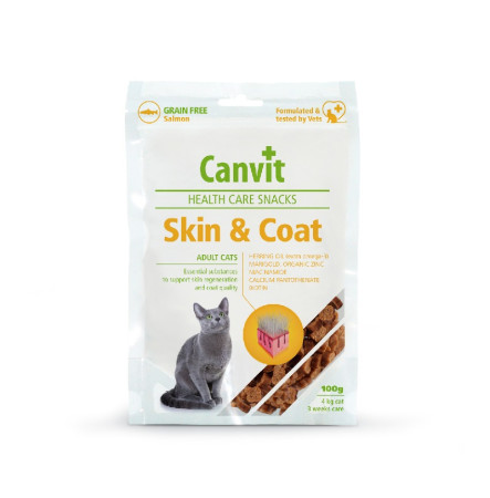 Canvit Skin & Coat Лакомство для здоровья кожи и шерсти у кошек 100 г