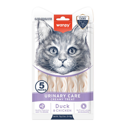 Wanpy Functional Creamy Lickable Treat Urinary Care Кремові ласощі з куркою та качкою для котів із сечокам'яною хворобою