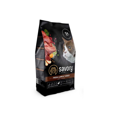 Savory Adult Cat Sensitive Digestion Fresh Lamb & Turkey 400 г