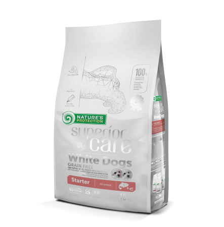 Nature's Protection Superior Care White Dogs Grain Free Salmon Starter All Breeds 10 кг