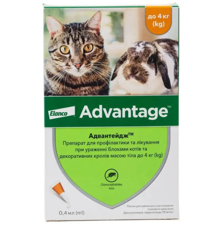 Advantage 40 для котів та декоративних кролів до 4 кг